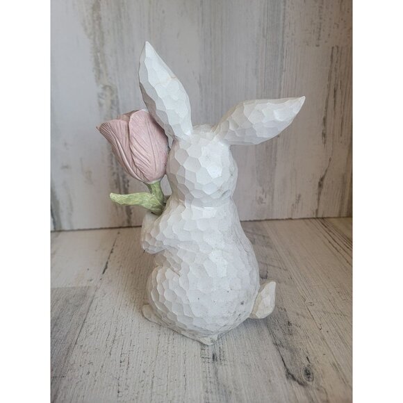 Rustic Easter white bunny red rose flower home decor - Picture 5 of 7